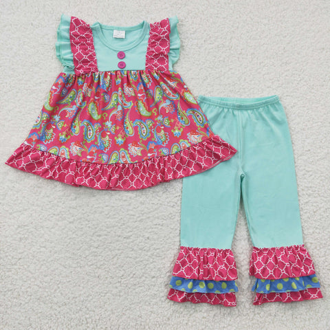 C3-21 Girl Print Short Sleeve Solid Pant Outfit-promotion 2024.6.15