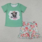 Say What Heifer Girl Floral Shorts Outfit