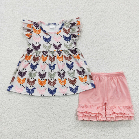 C5-11 Girl Chicken Pink Shorts Outfit-promotion 2024.2.24