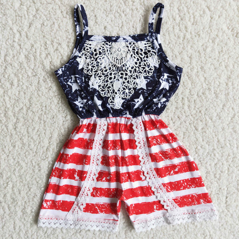 Stars & stripes thin strap kids girl jumpsuit