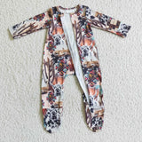 Highland Cow Cactus Baby Boy Zipper Romper