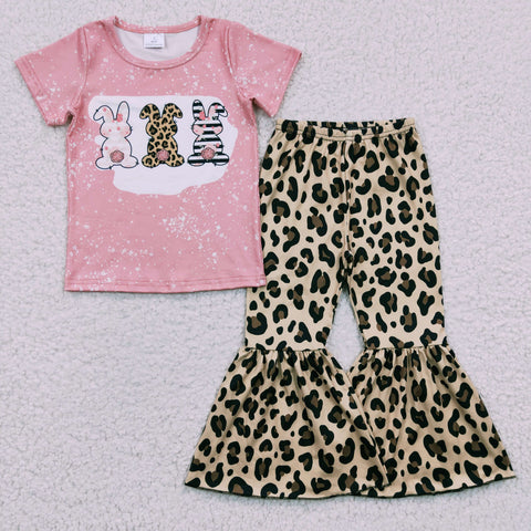 Girl Pink Easter Bunny Leopard Outfit