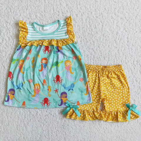 D9-11 Baby girls dotted shorts mermaid outfit-promotion 2024.4.13