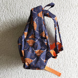 Navy Highland Cow Print Kids Girls Back To School Bags