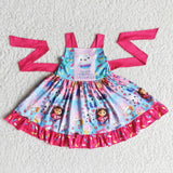 E14-2 Cabby kids girls belt twirl dress-promotion 2024.1.27