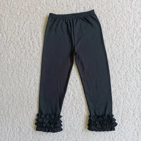 Black long baby girls triple icing ruffle pants