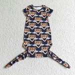 Blue Heart Short Sleeve Cute Baby Gowns