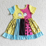 Halloween Baby Girl Patchwork Smile Dresses