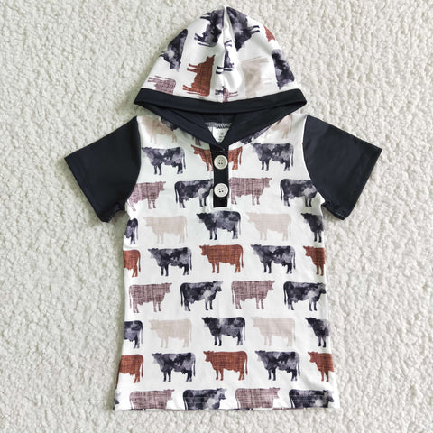 BT0009 Short Sleeve Cow Boy Summer Hoodie T-shirt-promotion 2024.4.13