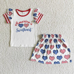 America's Sweetheart Shirt Star Stripe Heart Skirt Girls 4th Of July Outfits