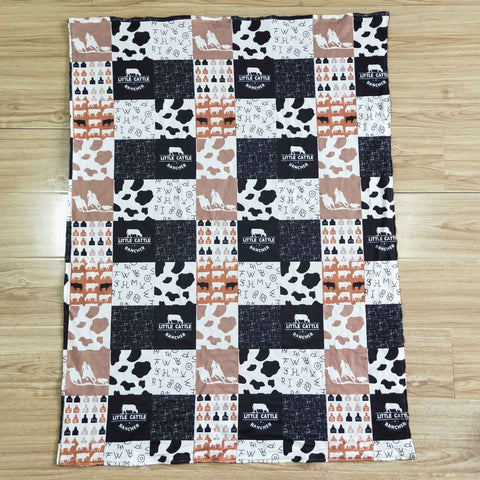 Hello Cattle Brown Polka Dots Baby Blankets