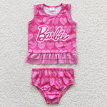 Barbie kids pink heart bummie set