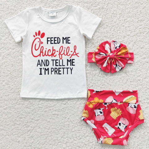 Feed me cow fries baby bummie set