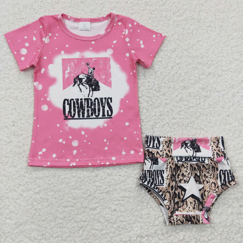 Baby girl cowboys pink bummie set