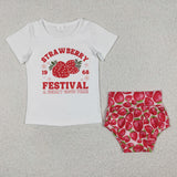 Strawberry festival toddler bummie set with bow