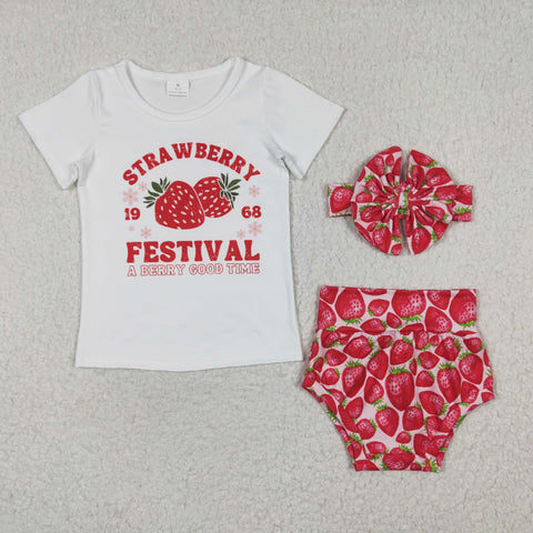 Strawberry festival toddler bummie set with bow