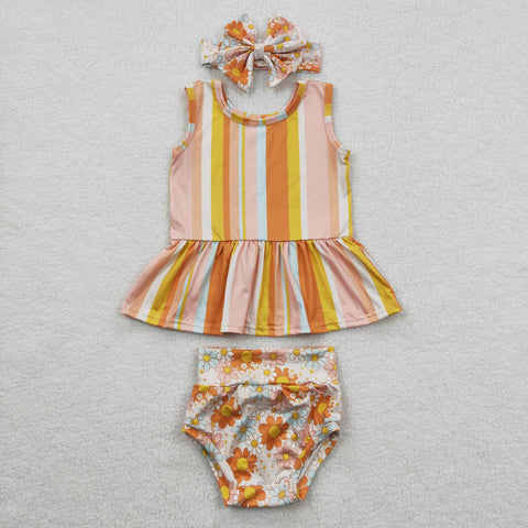 Toddler floral bummie set with headband