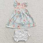 Green floral baby toddler bummie set