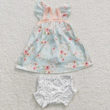 Green floral baby toddler bummie set