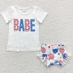 Baby girls 4th of july bummie set with bow