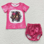 Horse print shirt kids leather bummie set