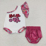 Let's go girls baby romper red bummie set