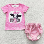 Moody heifer girls leather pink bummie set