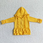 Girl Yellow Ruffle Long Sleeve Hoodie Girl's Clothes