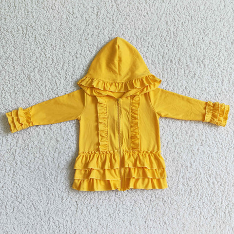 Girl Yellow Ruffle Long Sleeve Hoodie Girl's Clothes