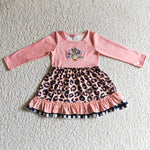 Kids girls turkey dress children fall dresses baby leopard dresses