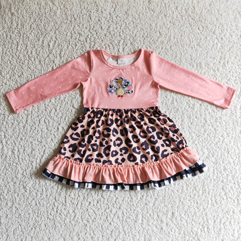 Kids girls turkey dress children fall dresses baby leopard dresses