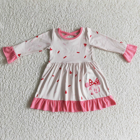 RTS fall baby girls pink dresses children boutique clothing little girls wear