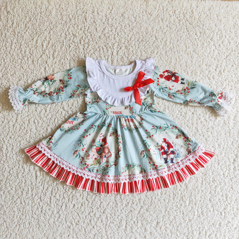 GLD0098 Christmas Santa baby dresses little girls lace side dress-promotion 2024.10.19