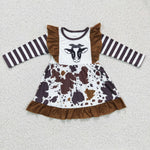 GLD0126 Brown cow print clothing child girls dress-promotion 2024.11.30