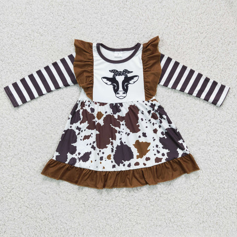 Brown cow print clothing child girls dress