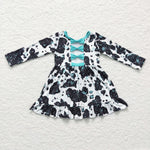 Boutique child dresses kids cow print dresses