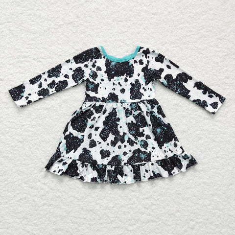 Boutique child dresses kids cow print dresses