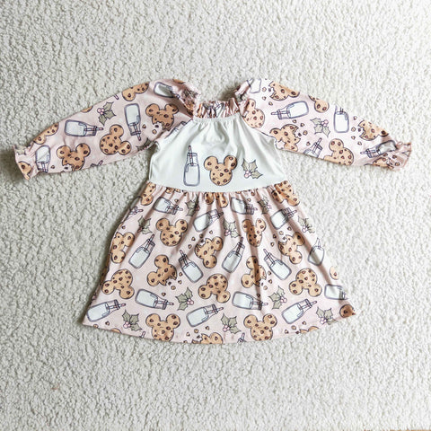 GLD0129 Cookies milk child clothing dresses baby girls fancy dress-promotion 2024.9.7