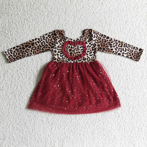 Winter leopard newborn tutu dresses tulle dresses for girls