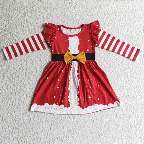 Holiday striped newborn boutique red dresses baby girls christmas dress