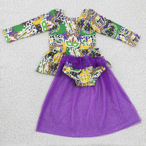 Mardi Gras Clothing Purple Kids Tulle Bummie Set