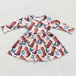 Boots butterfly western girls kids dress