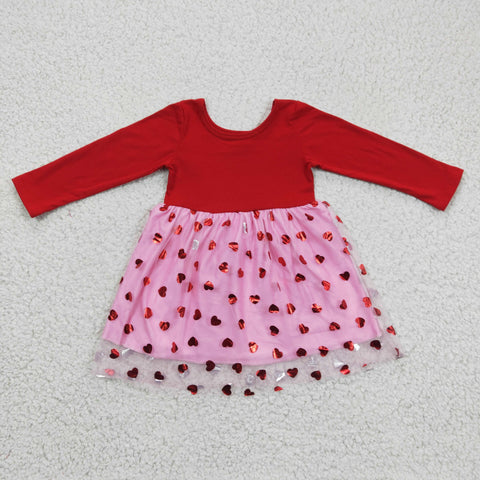 Happy Valentine's Day red top baby girls pink tutu dress