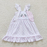 Easter baby girls embroidery bunny white dress