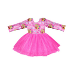 GLD0494-- long sleeve pink girls dress