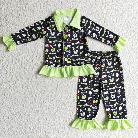 Green children sleep clothing sets baby girls winter pajamas