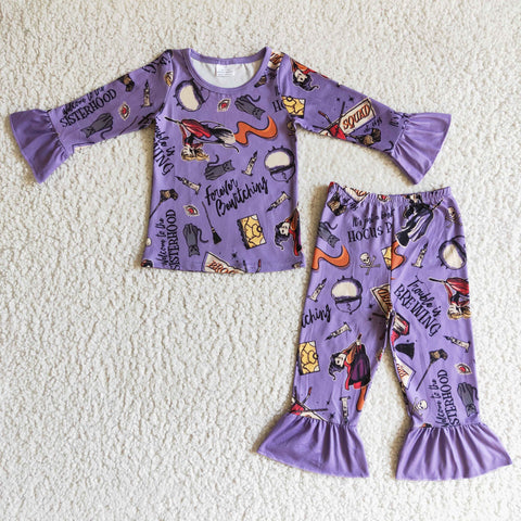 GLP0100 Fashion children's clothing baby girls purple outfits kids lounge wear-promotion 2024.9.28