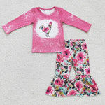 GLP0110 Cock pattern flower baby girls pink sets kids spring outfits-promotion 2024.9.7