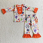 Pumpkin witch kids baby clothing children's lounge wear clothes girls pajamas outfits