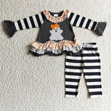 RTS kids matching clothing embroidered ghost print clothing girl halloween winter clothing-2025.9.13